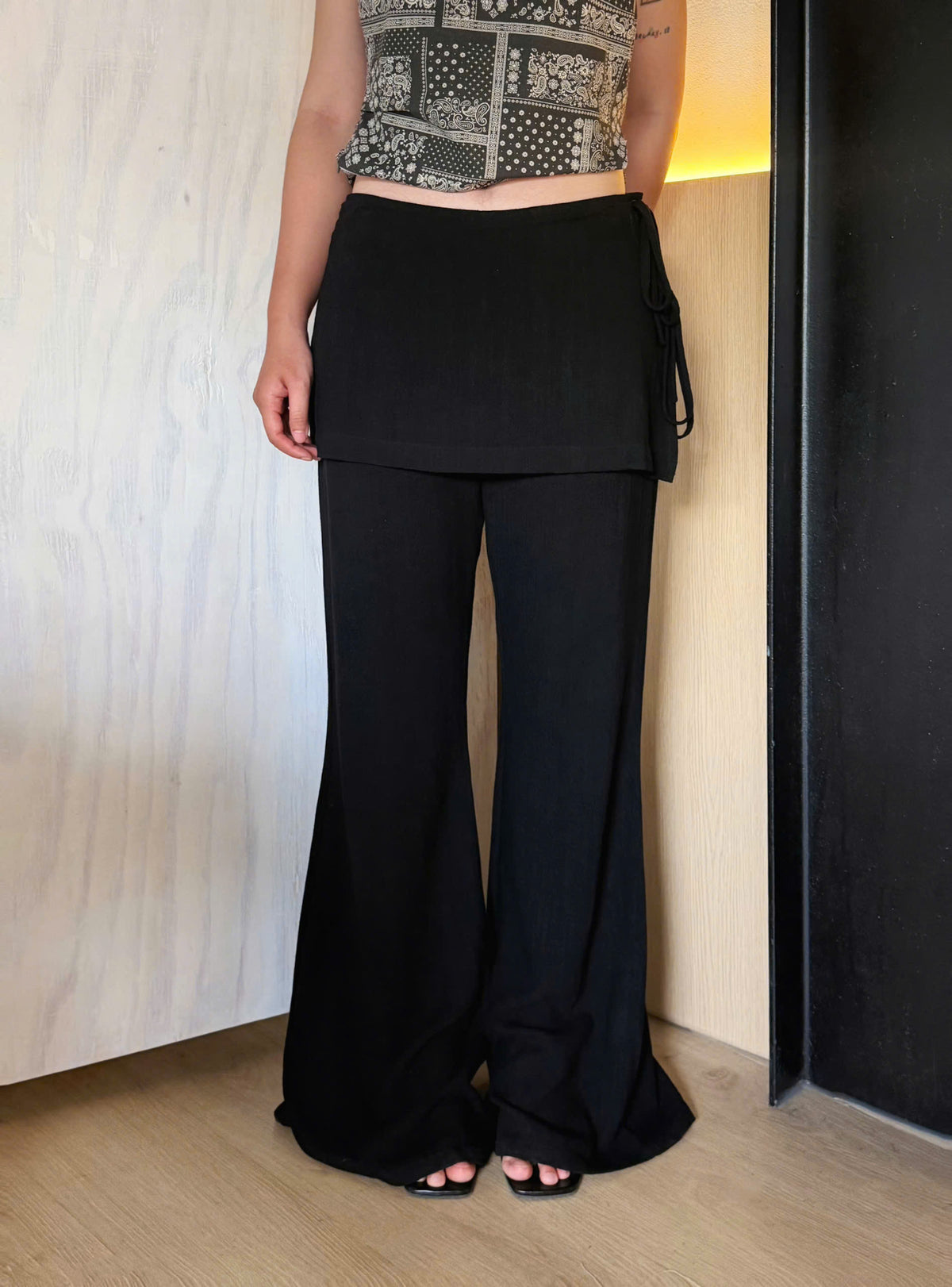 QUÂY QUẦN SKIRT PANTS - LINEN - BLACK