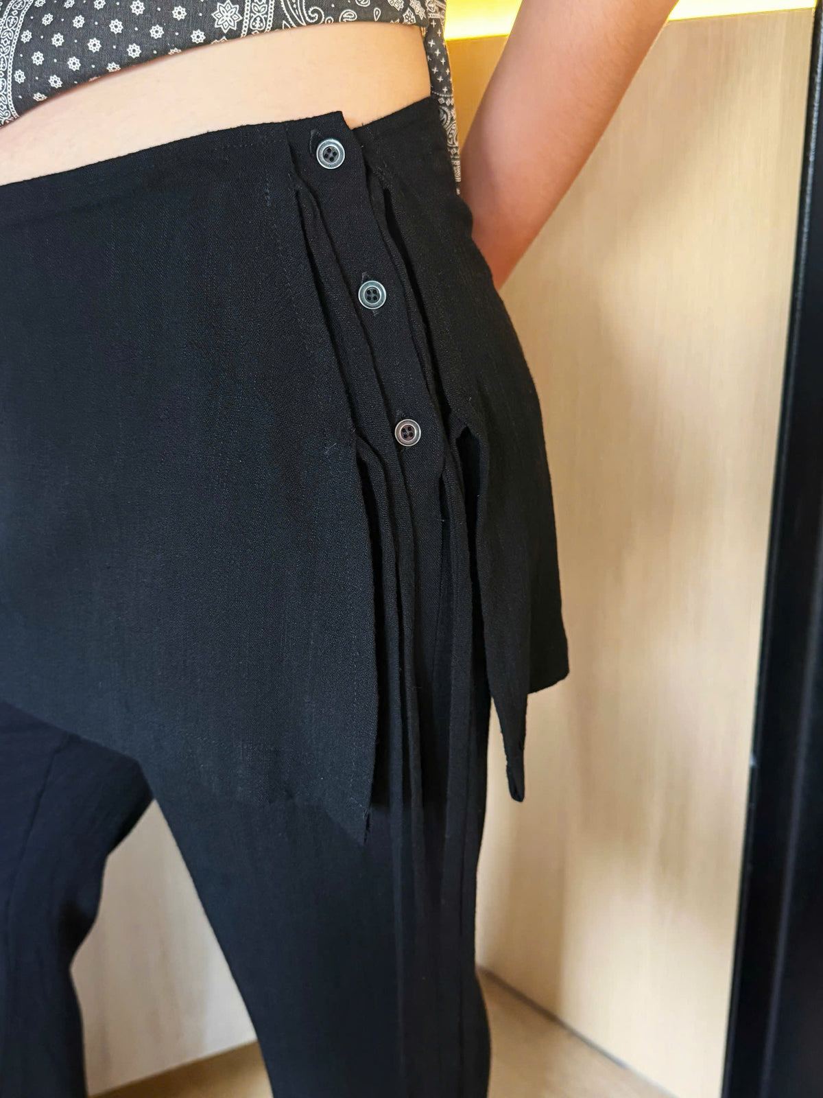 QUÂY QUẦN SKIRT PANTS - LINEN - BLACK