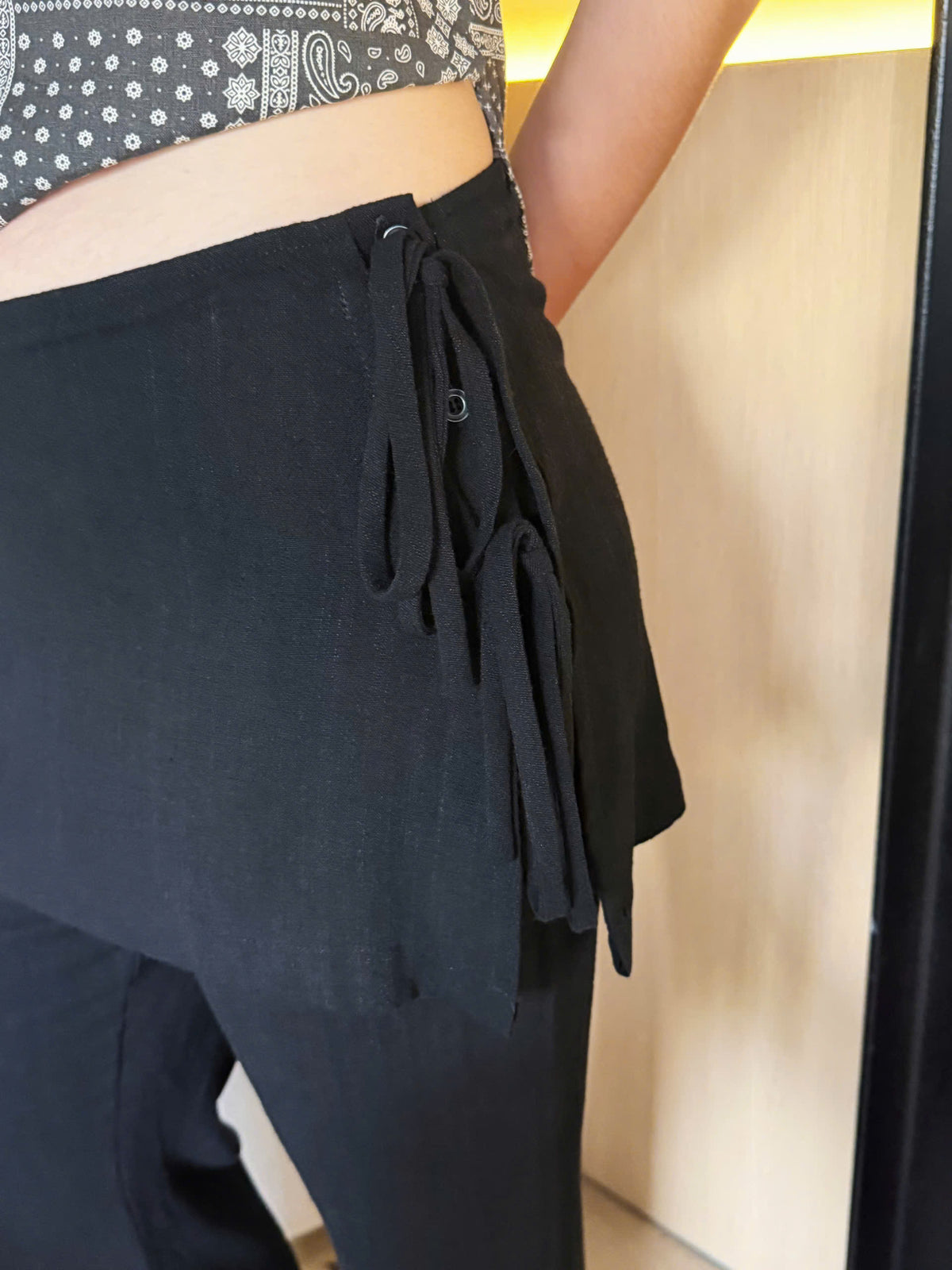 QUÂY QUẦN SKIRT PANTS - LINEN - BLACK