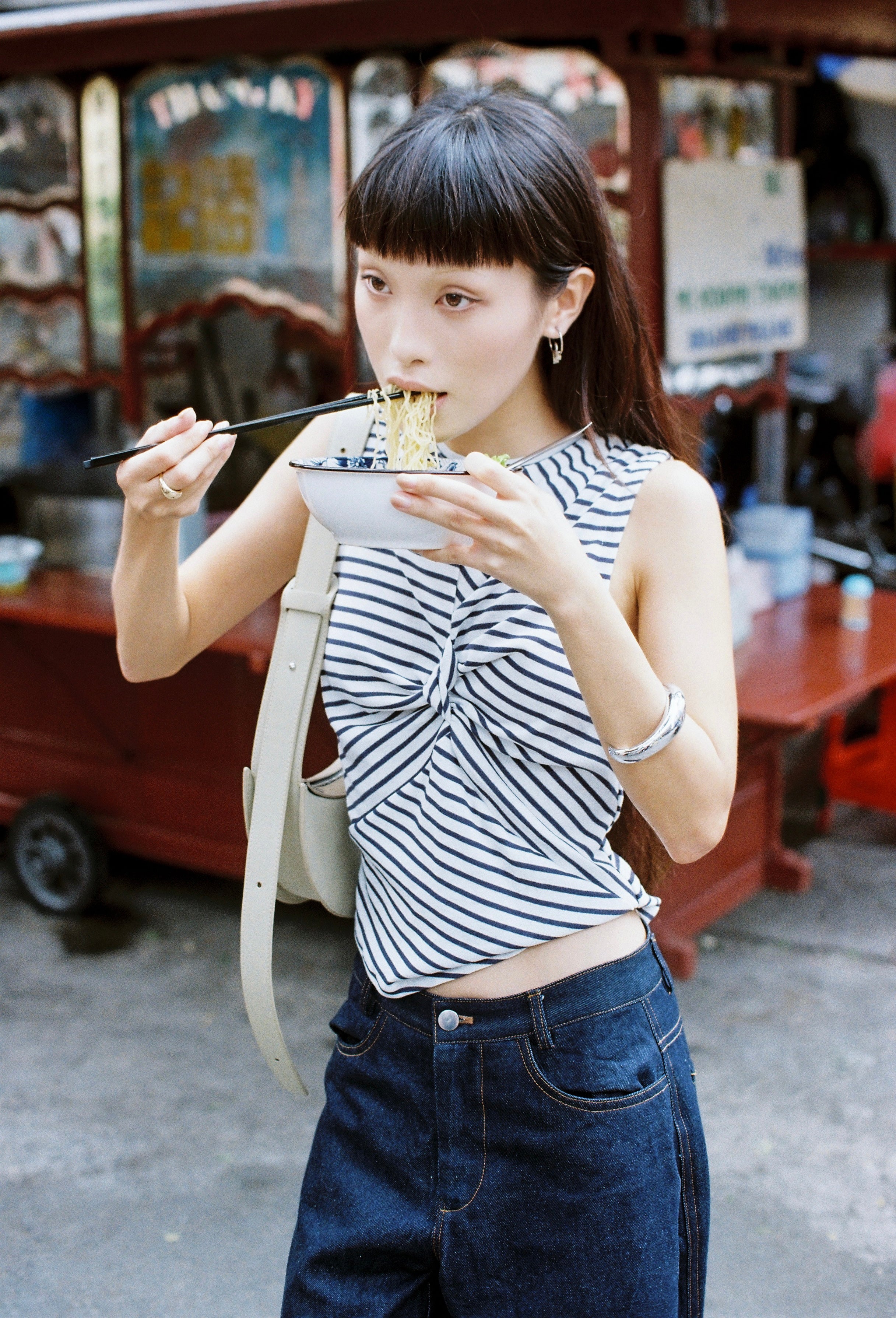 XAO XUYẾN TOP - WHITE (NAVY STRIPE)